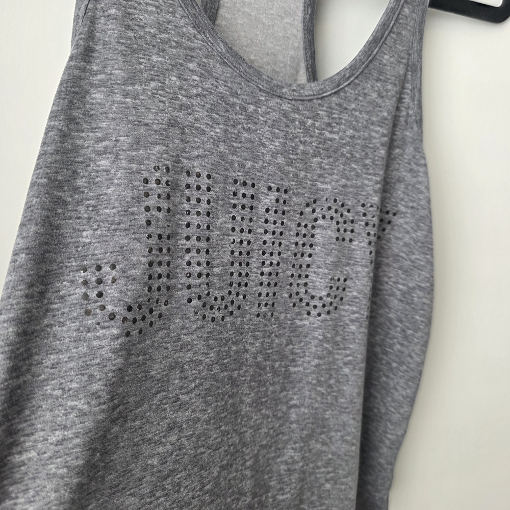 Juicy Couture Gray Racerback Tank Top Women’s Small Glitter Logo Athletic Active - Picture 4 of 8